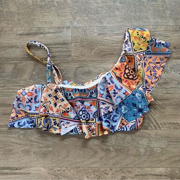 Anthropologie Maeve Shoreside One Shoulder Ruffle Bikini Top - Picture 11 of 13